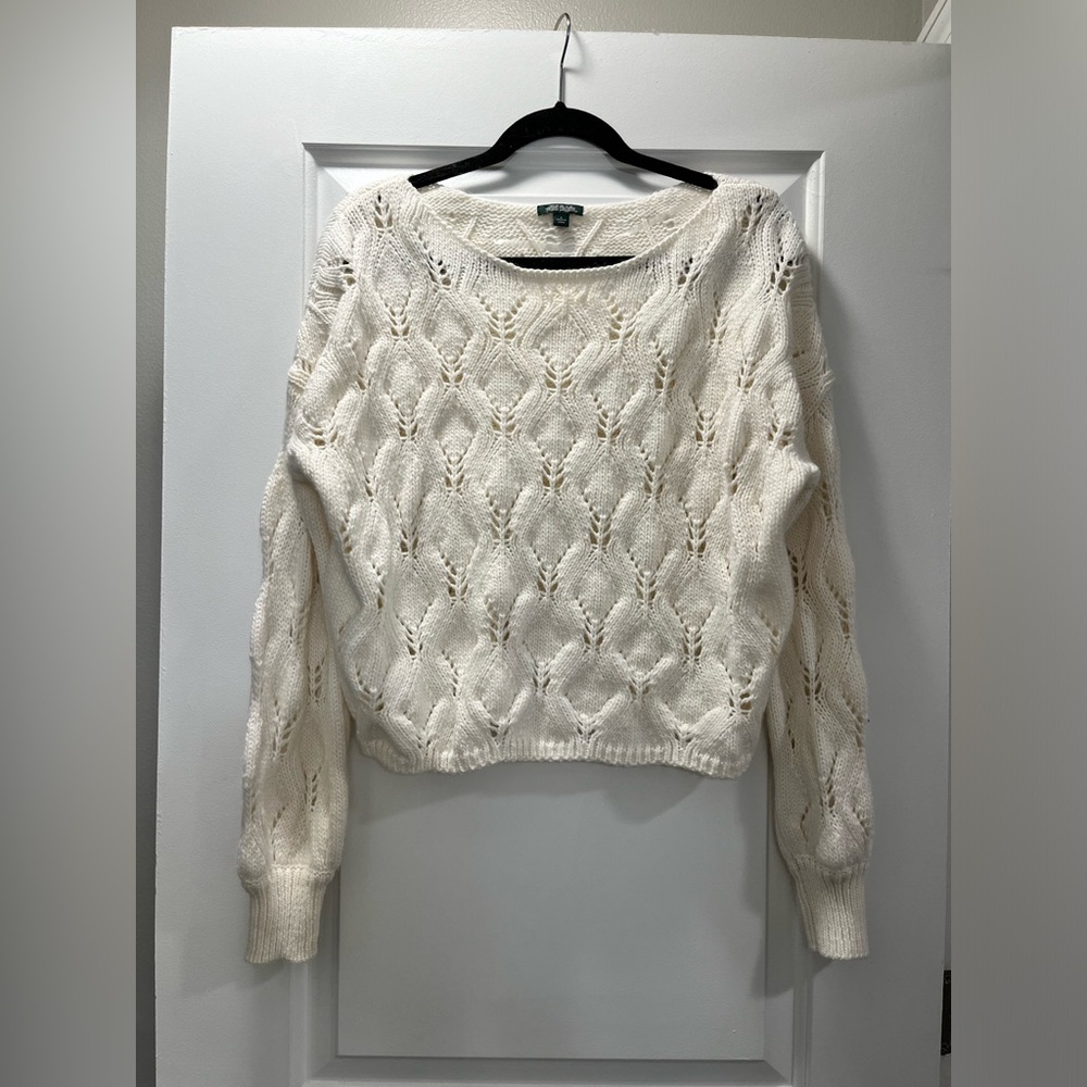 Wild Fable Cream Knit Sweater with Openwork Diamond Pattern - Size L
